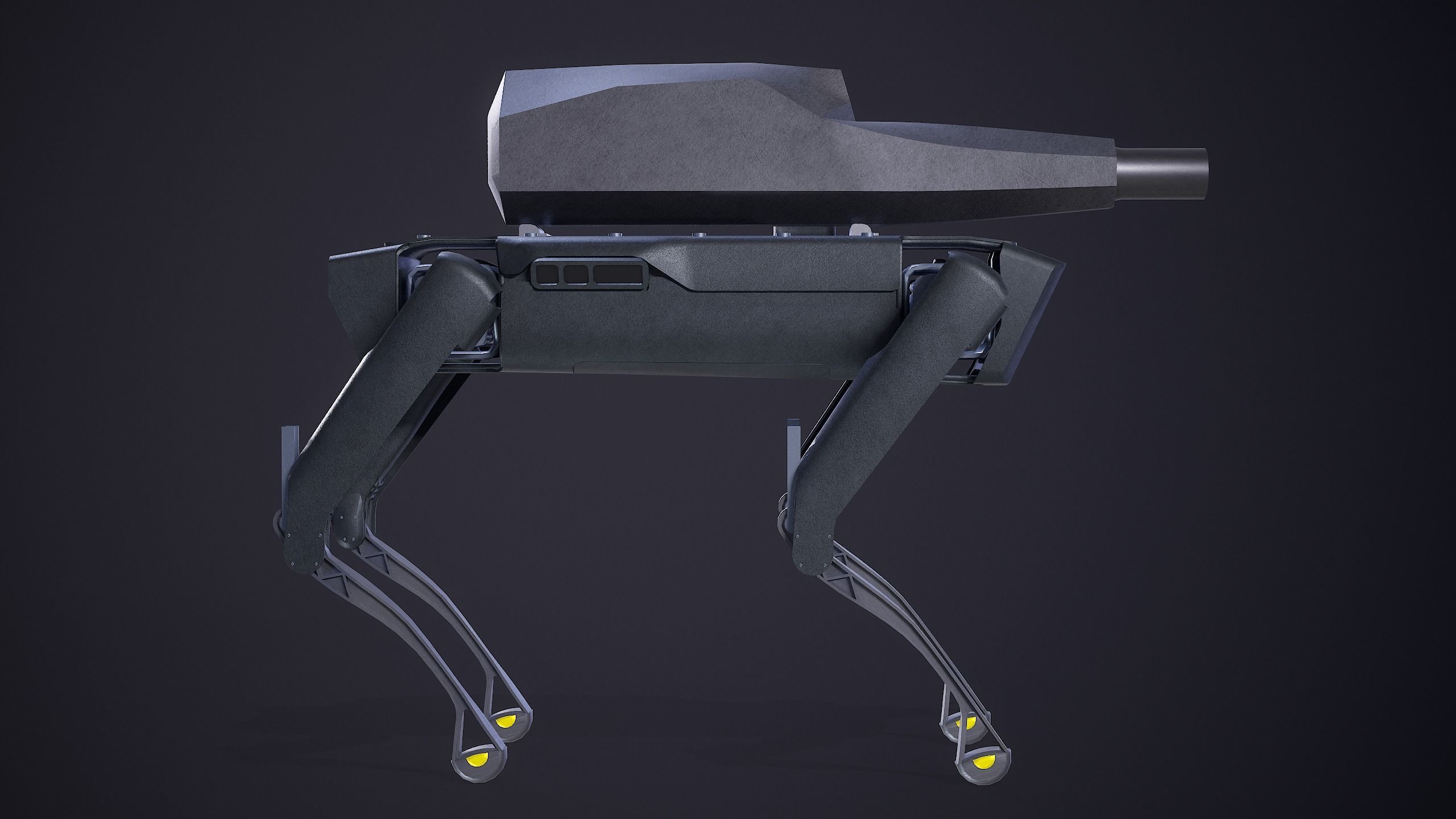 Military Robot Dog With The Rifle Gameready PBR Low-poly 3D model_7