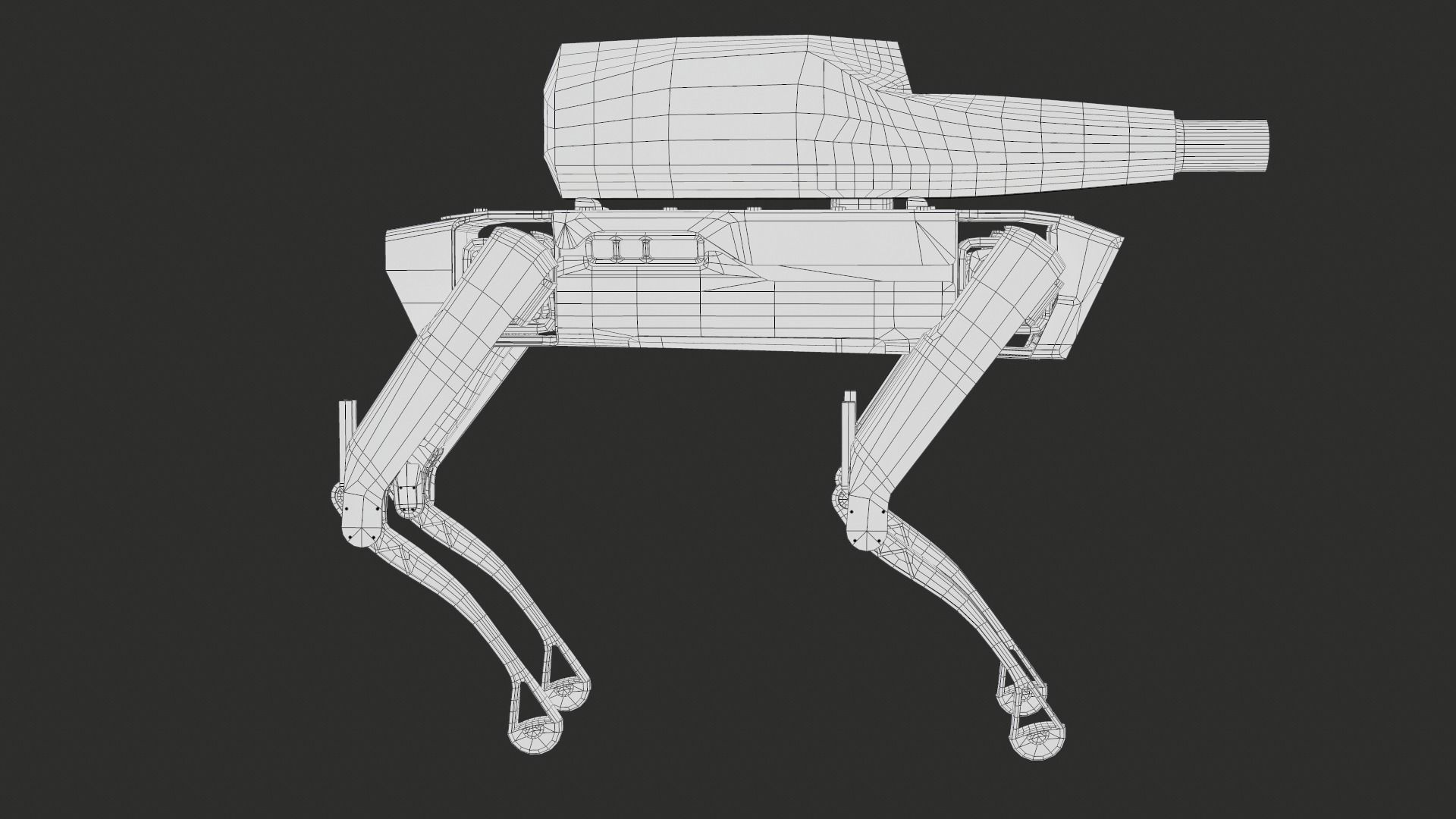Military Robot Dog With The Rifle Gameready PBR Low-poly 3D model_29