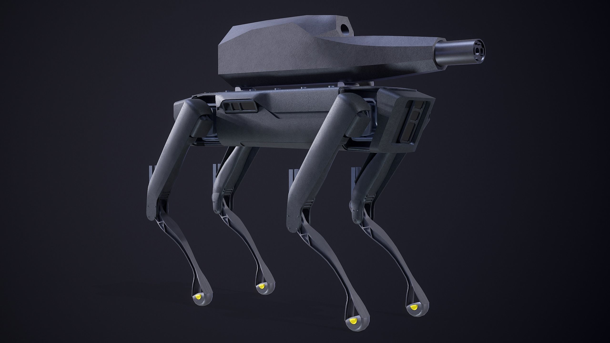 Military Robot Dog With The Rifle Gameready PBR Low-poly 3D model_6