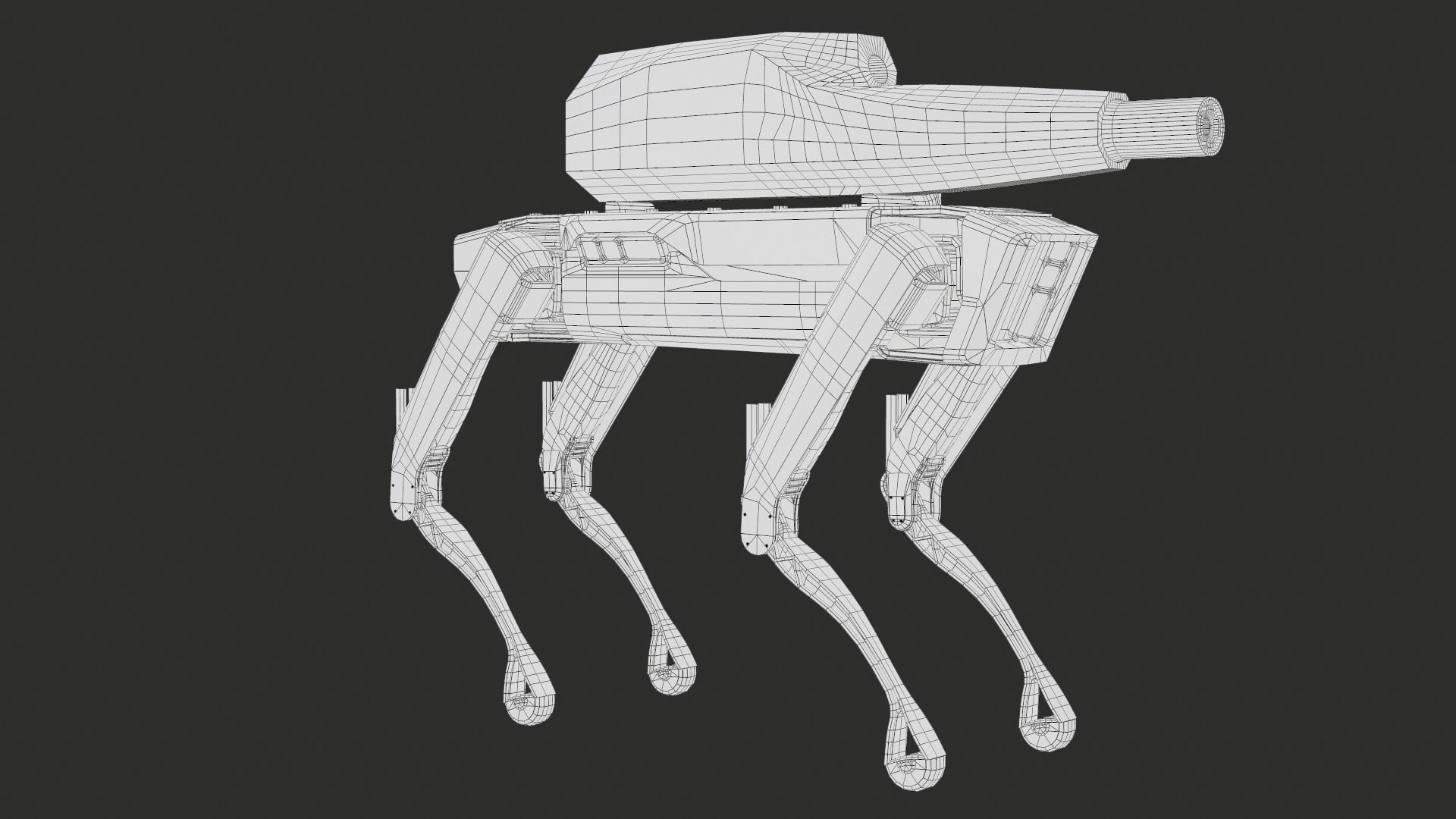 Military Robot Dog With The Rifle Gameready PBR Low-poly 3D model_26