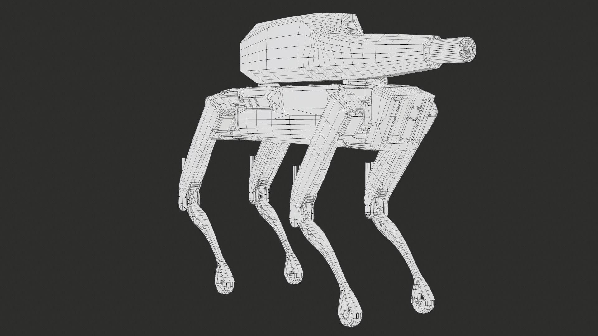 Military Robot Dog With The Rifle Gameready PBR Low-poly 3D model_25