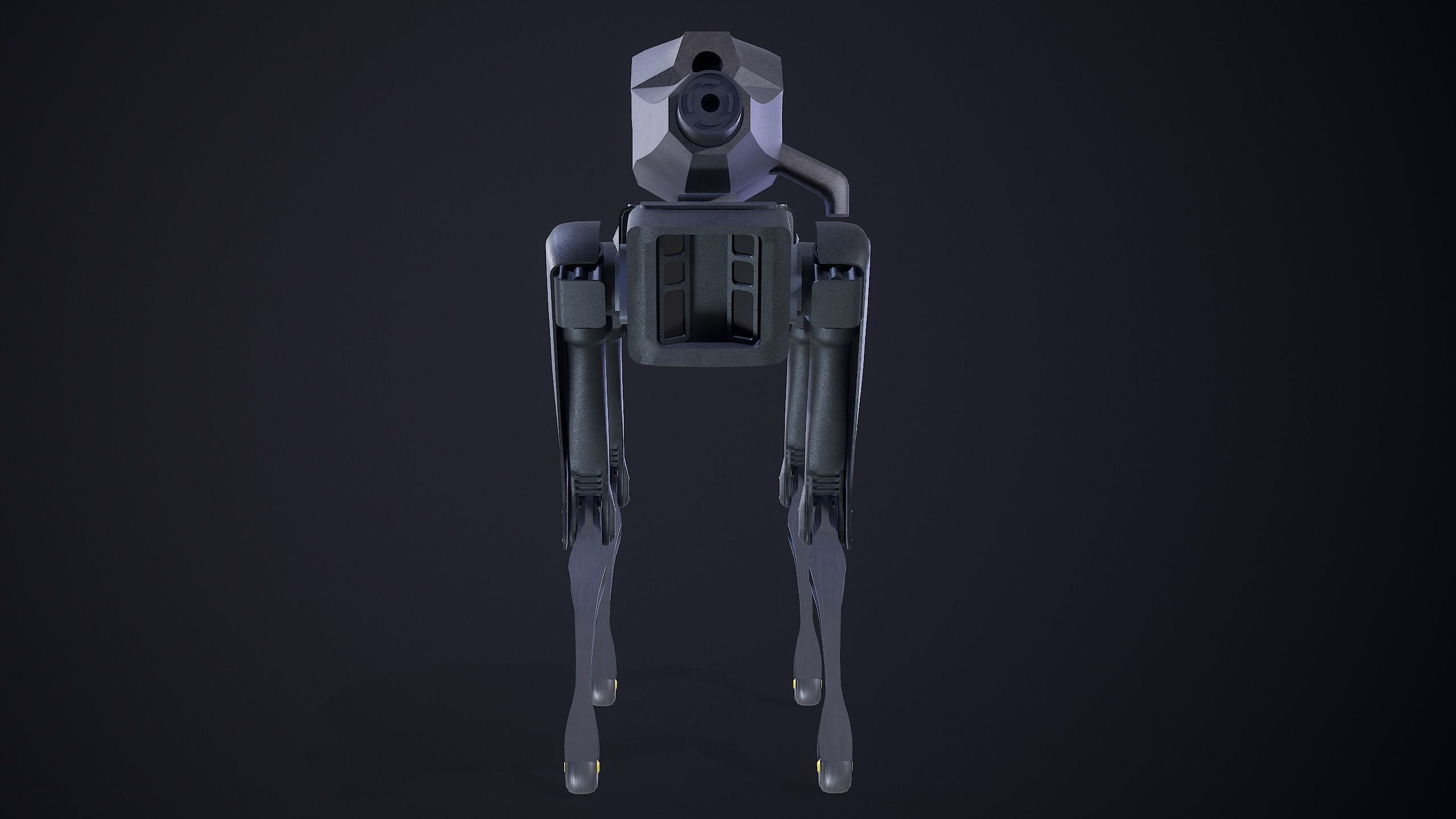 Military Robot Dog With The Rifle Gameready PBR Low-poly 3D model_5