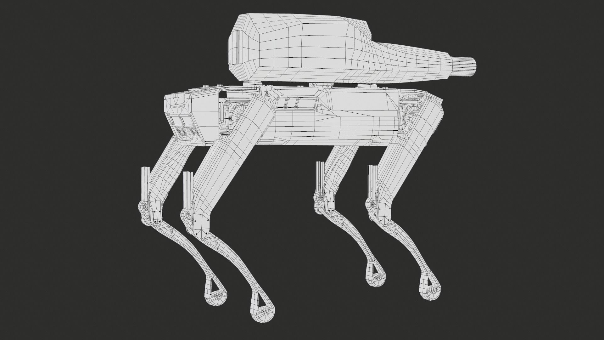 Military Robot Dog With The Rifle Gameready PBR Low-poly 3D model_32