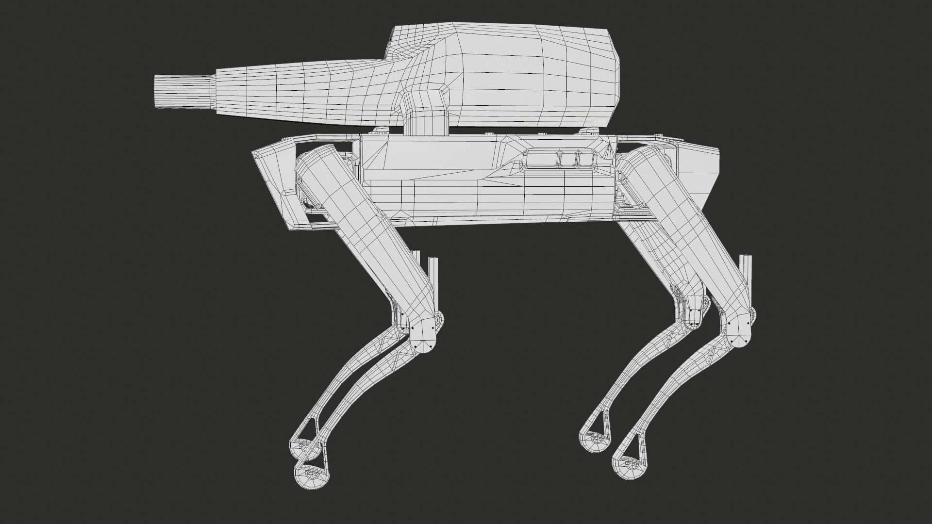 Military Robot Dog With The Rifle Gameready PBR Low-poly 3D model_45