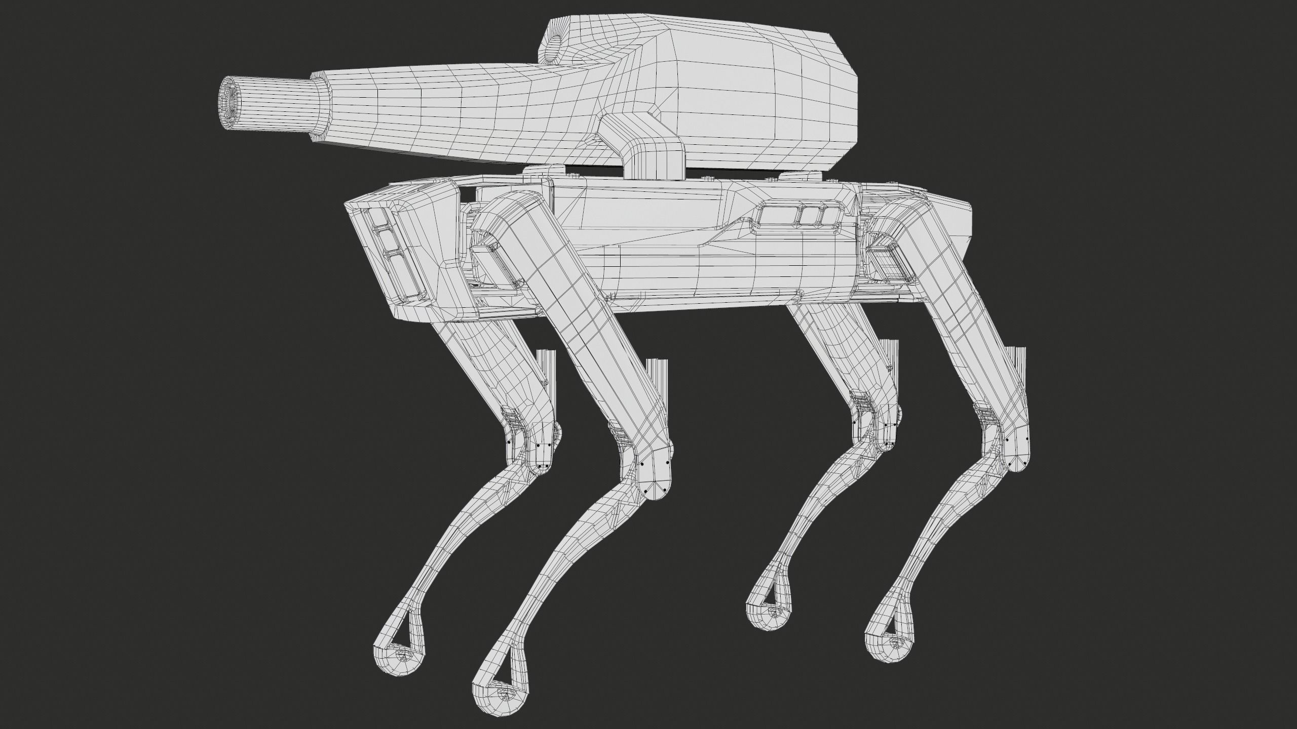 Military Robot Dog With The Rifle Gameready PBR Low-poly 3D model_16