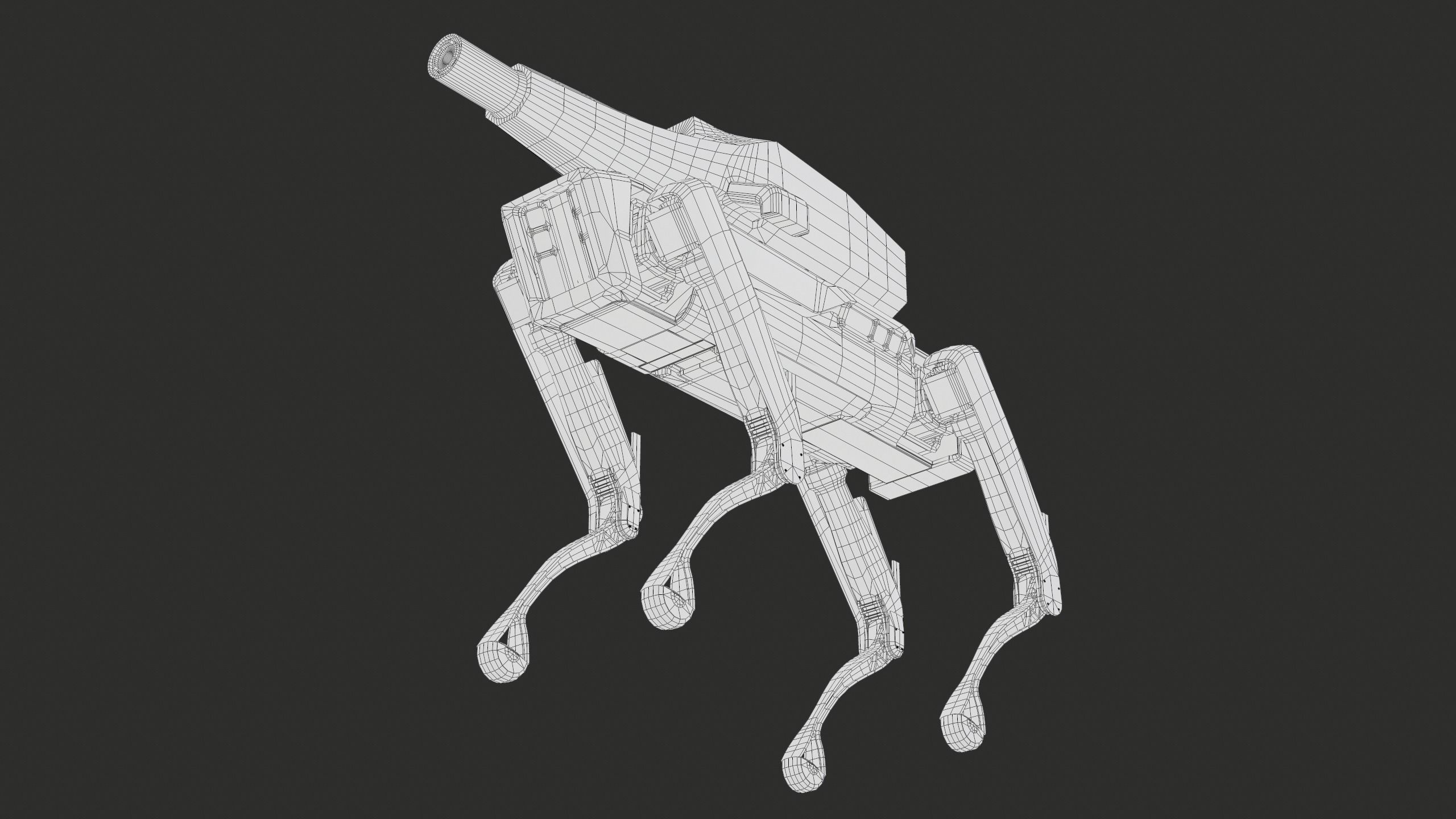 Military Robot Dog With The Rifle Gameready PBR Low-poly 3D model_48