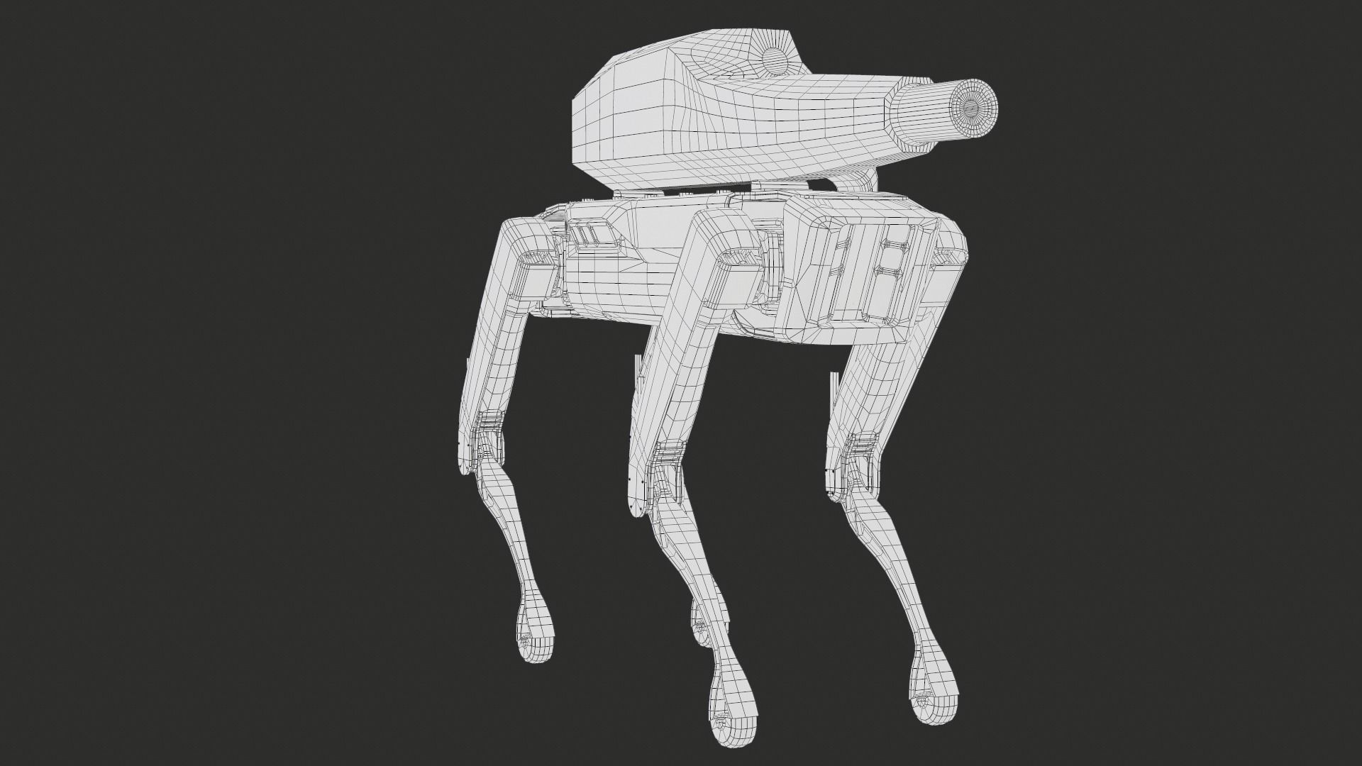 Military Robot Dog With The Rifle Gameready PBR Low-poly 3D model_24