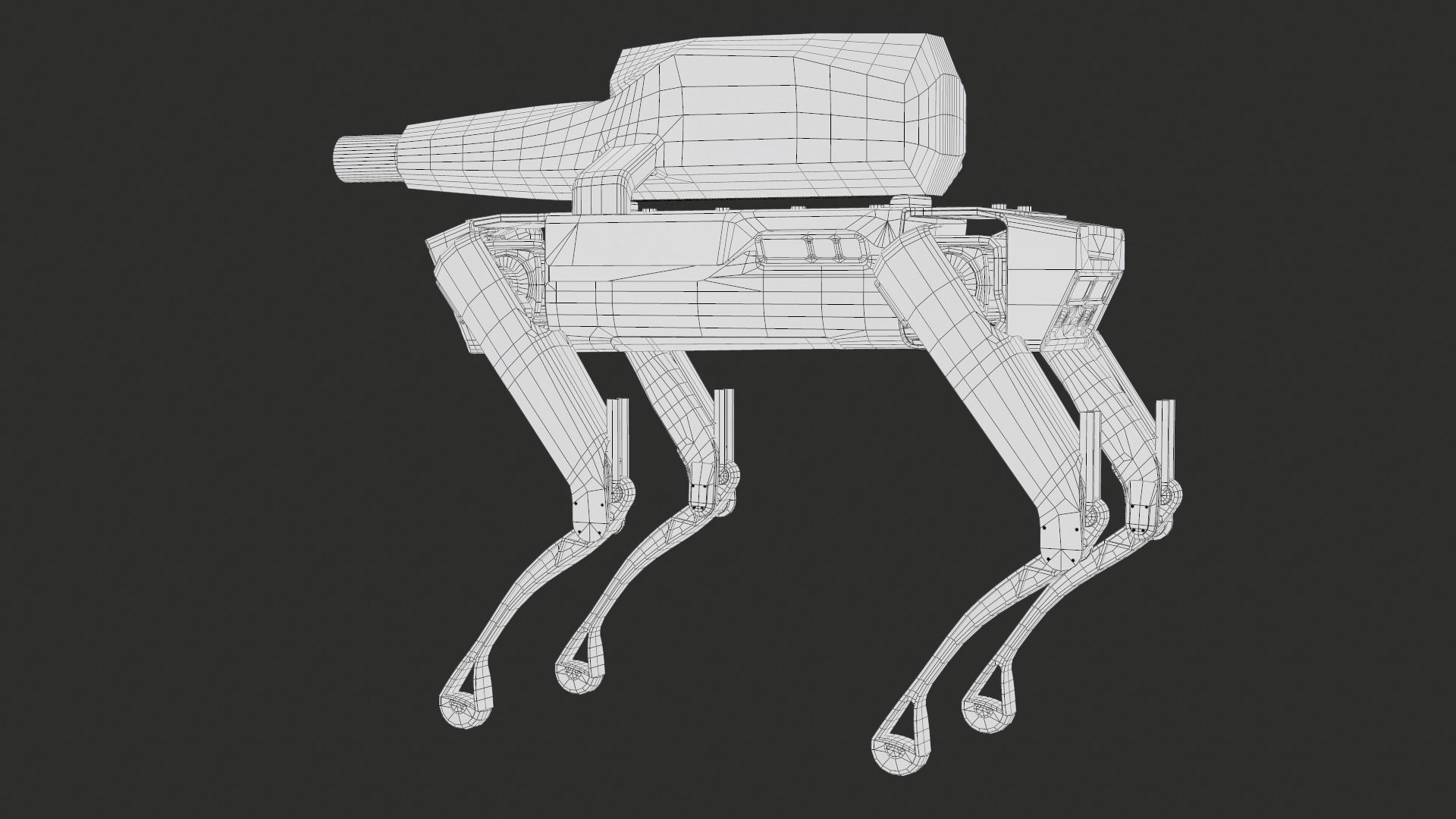 Military Robot Dog With The Rifle Gameready PBR Low-poly 3D model_42