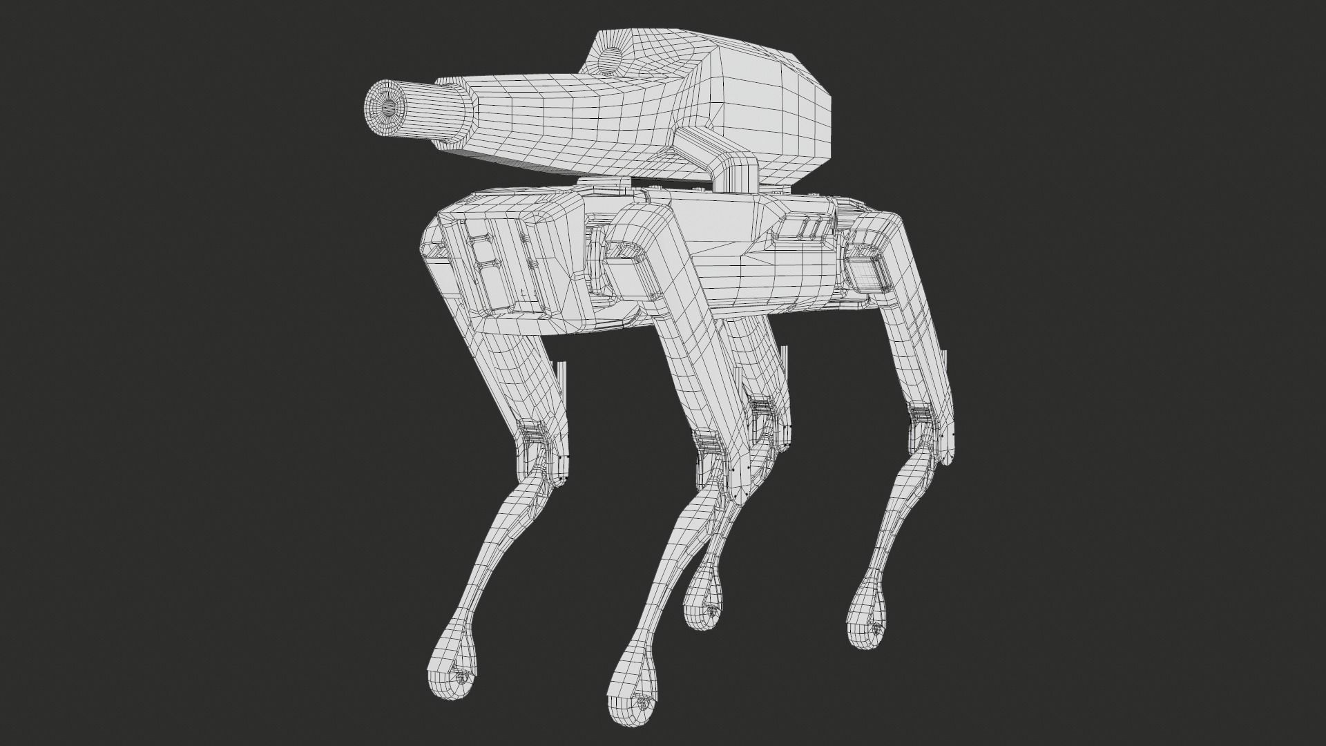 Military Robot Dog With The Rifle Gameready PBR Low-poly 3D model_19