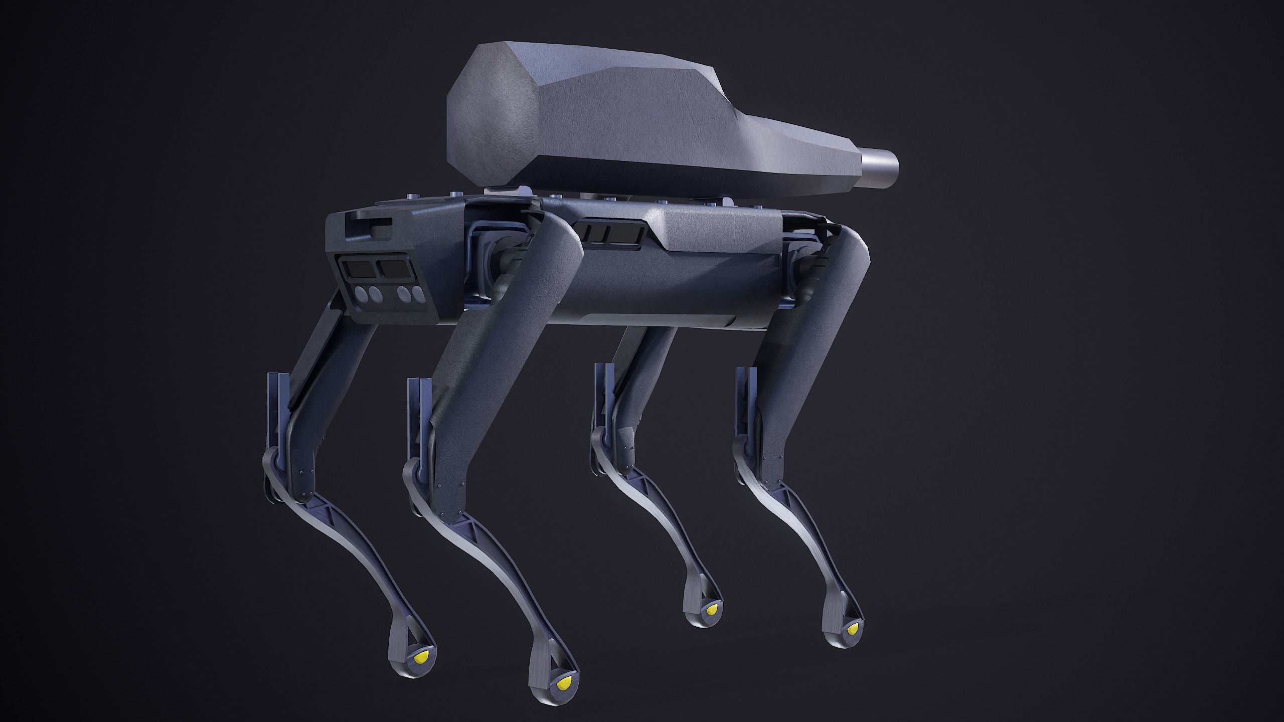 Military Robot Dog With The Rifle Gameready PBR Low-poly 3D model_8