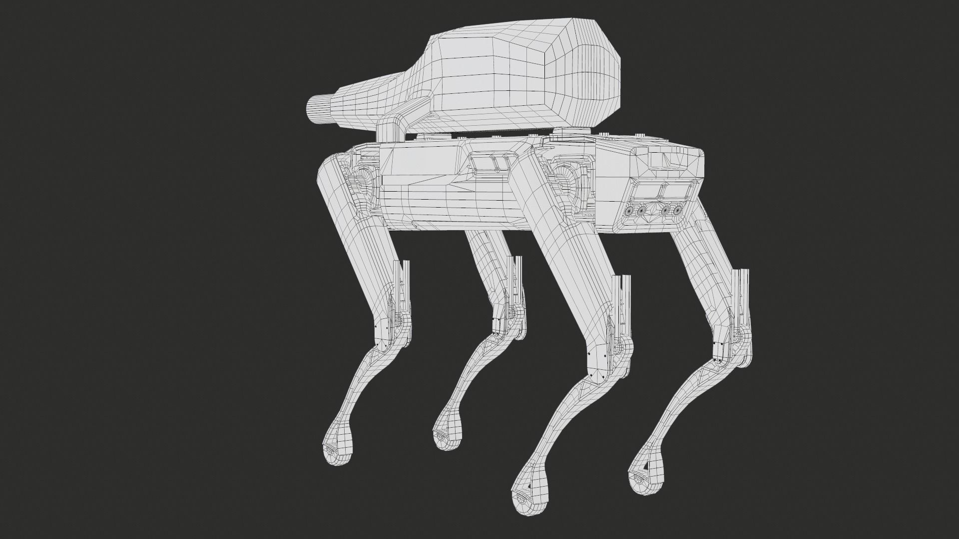 Military Robot Dog With The Rifle Gameready PBR Low-poly 3D model_40