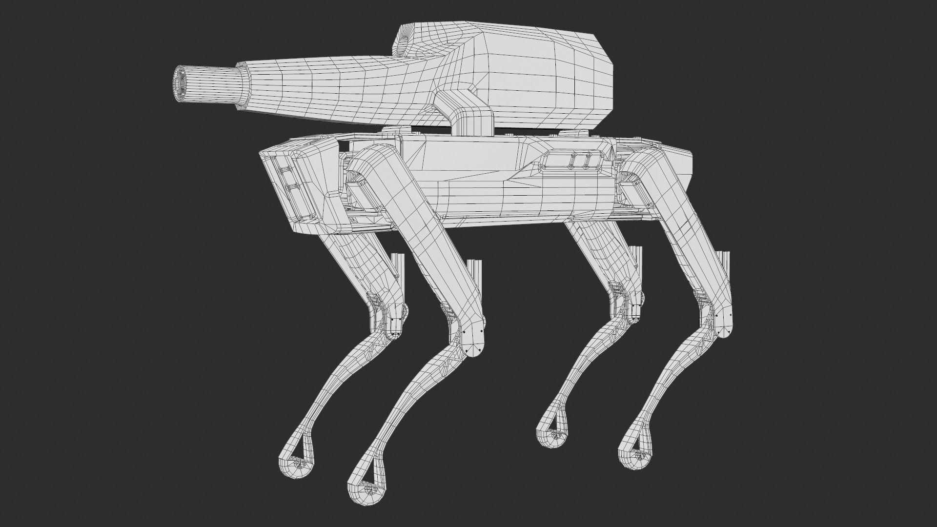 Military Robot Dog With The Rifle Gameready PBR Low-poly 3D model_17