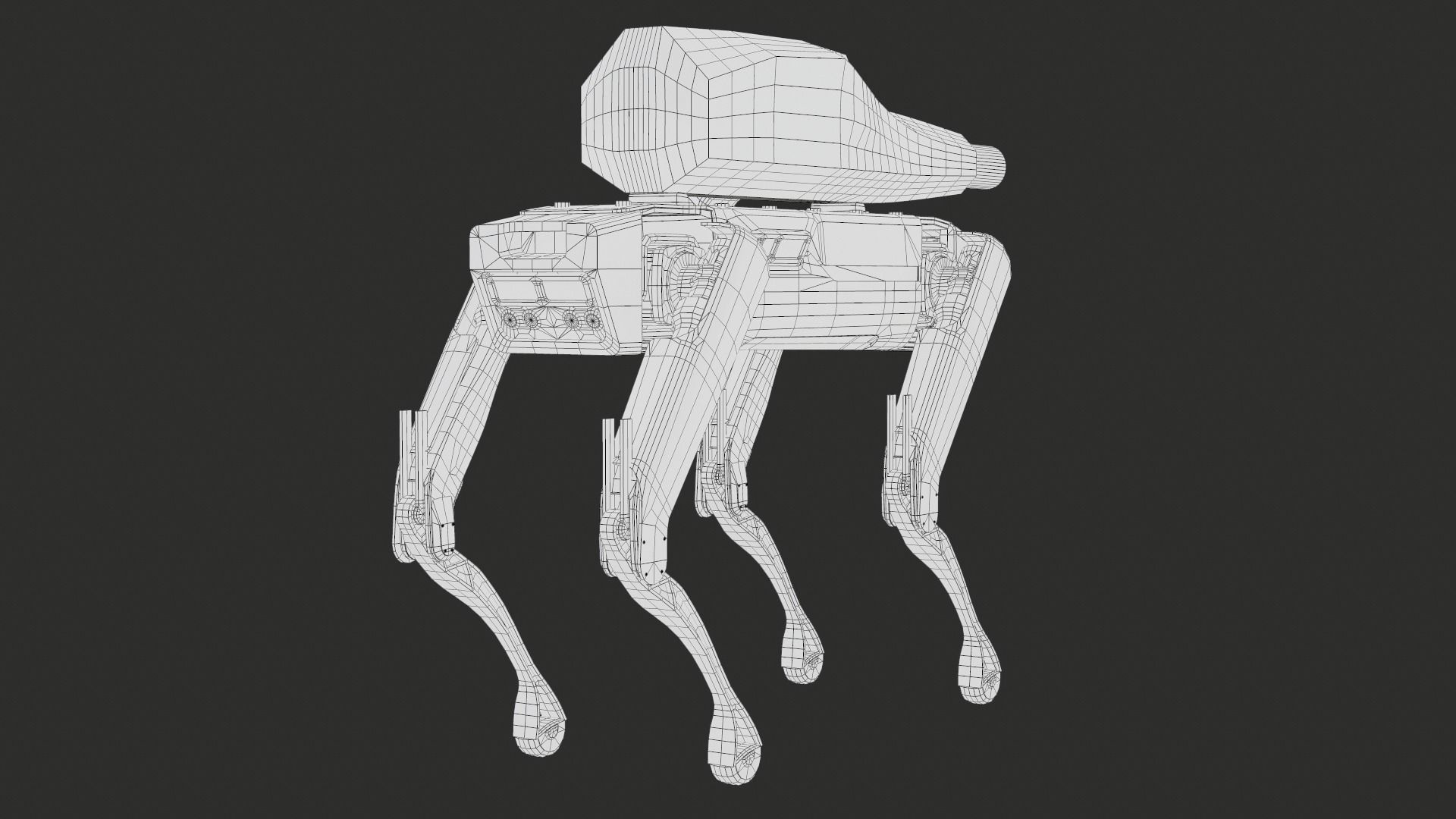 Military Robot Dog With The Rifle Gameready PBR Low-poly 3D model_34