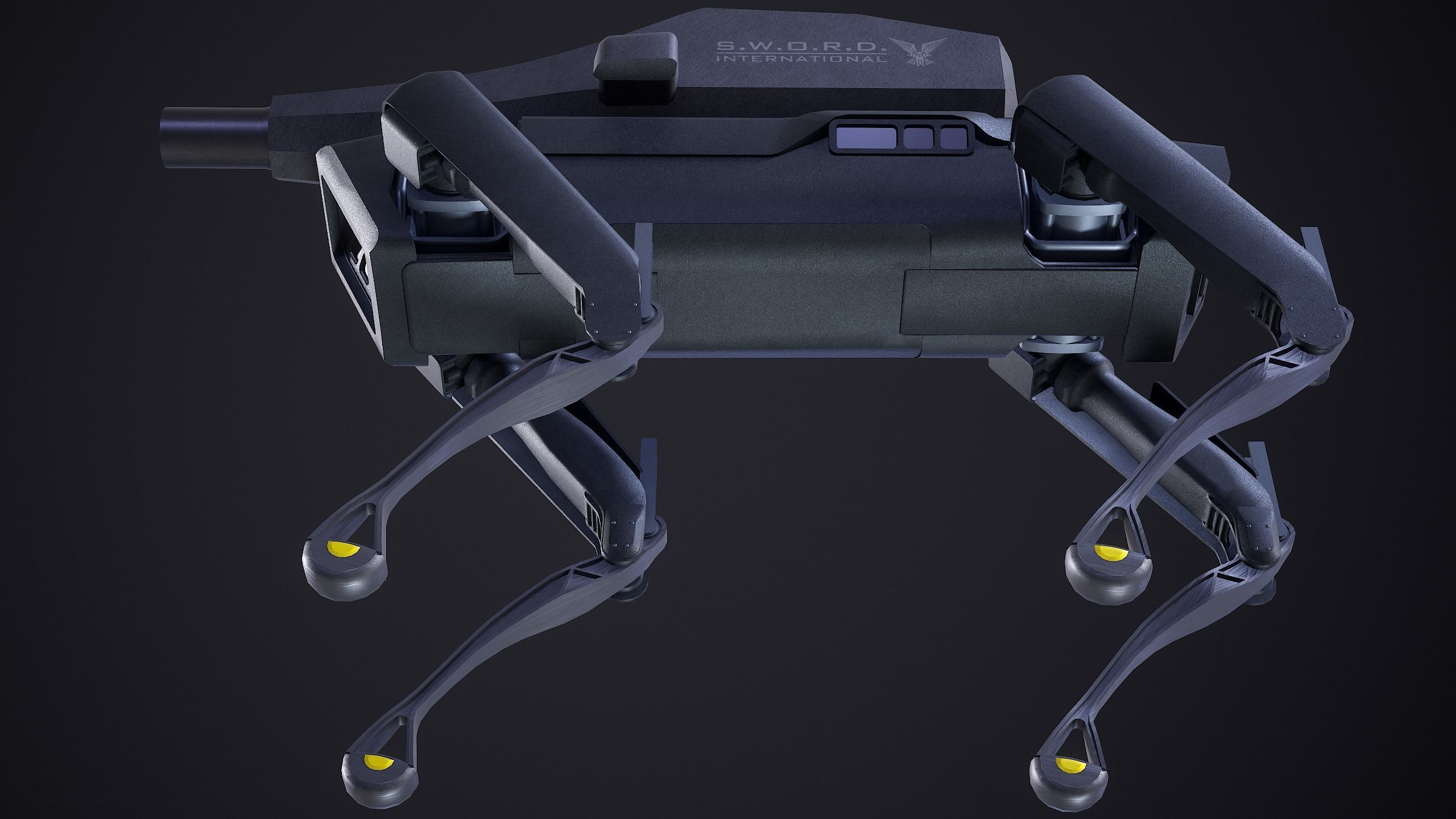 Military Robot Dog With The Rifle Gameready PBR Low-poly 3D model_14