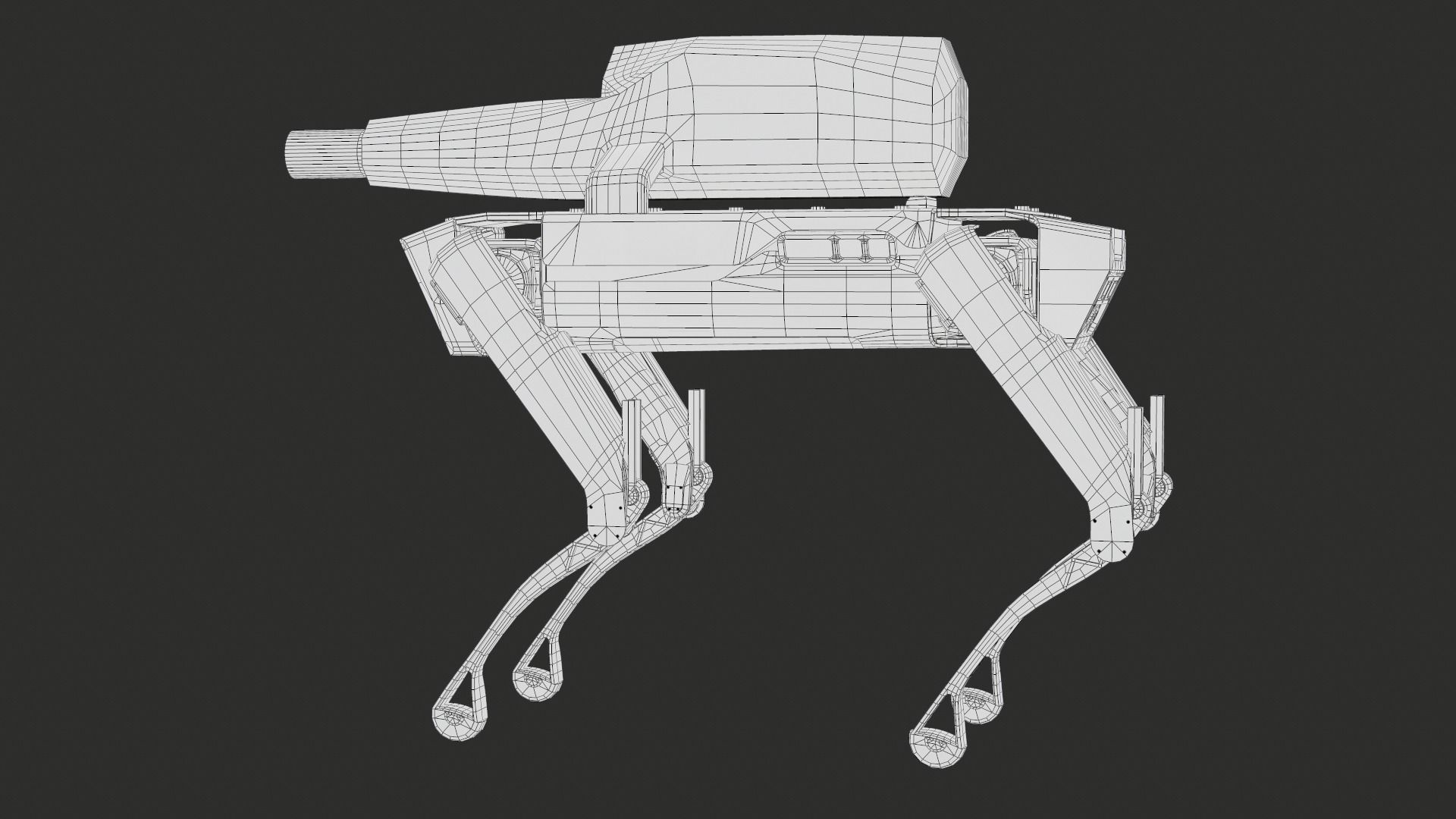 Military Robot Dog With The Rifle Gameready PBR Low-poly 3D model_43