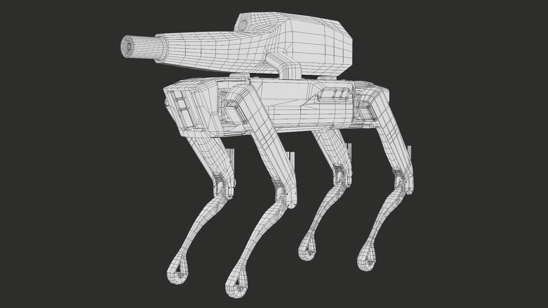 Military Robot Dog With The Rifle Gameready PBR Low-poly 3D model_18