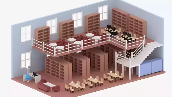 Cartoon Library Interior