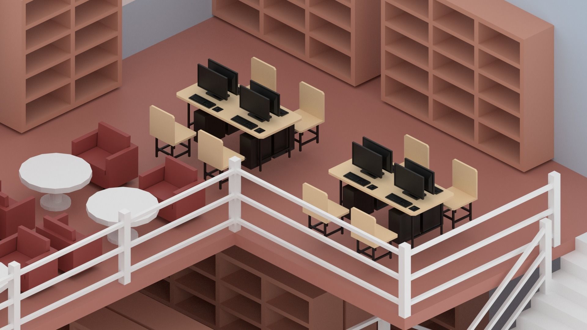 Cartoon Library Interior 3D model_9