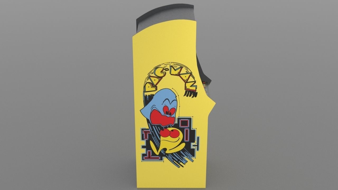 Pacman Arcade Cabinet Low-poly 3D model_7