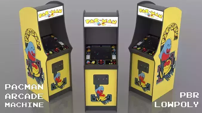 Pacman Arcade Cabinet Low-poly 3D model