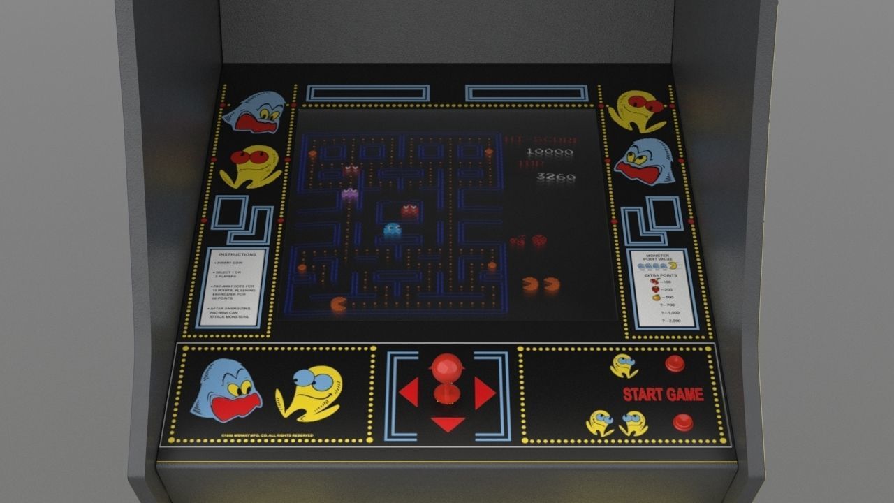 Pacman Arcade Cabinet Low-poly 3D model_11