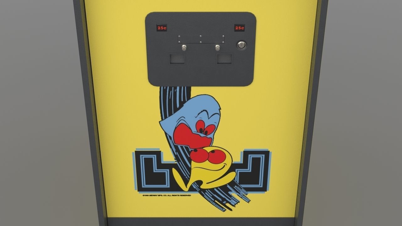 Pacman Arcade Cabinet Low-poly 3D model_13