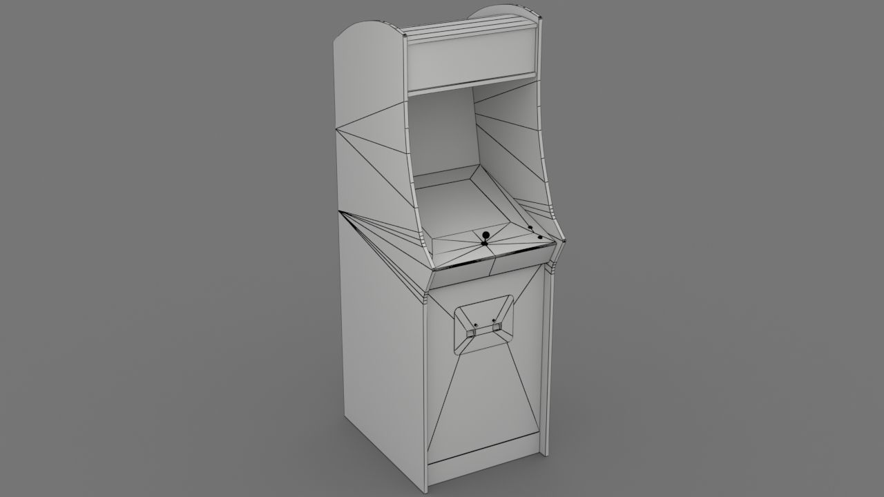 Pacman Arcade Cabinet Low-poly 3D model_4