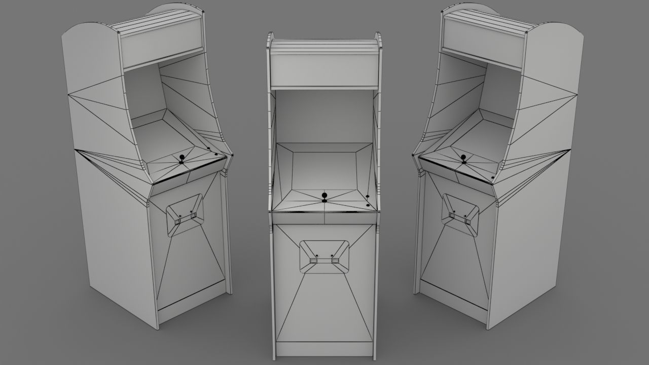 Pacman Arcade Cabinet Low-poly 3D model_2