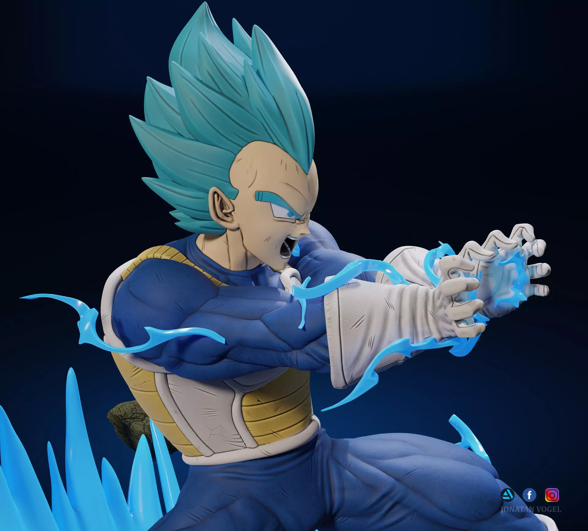 Vegeta Final Flash Blue SuperSayian 3D print model_0
