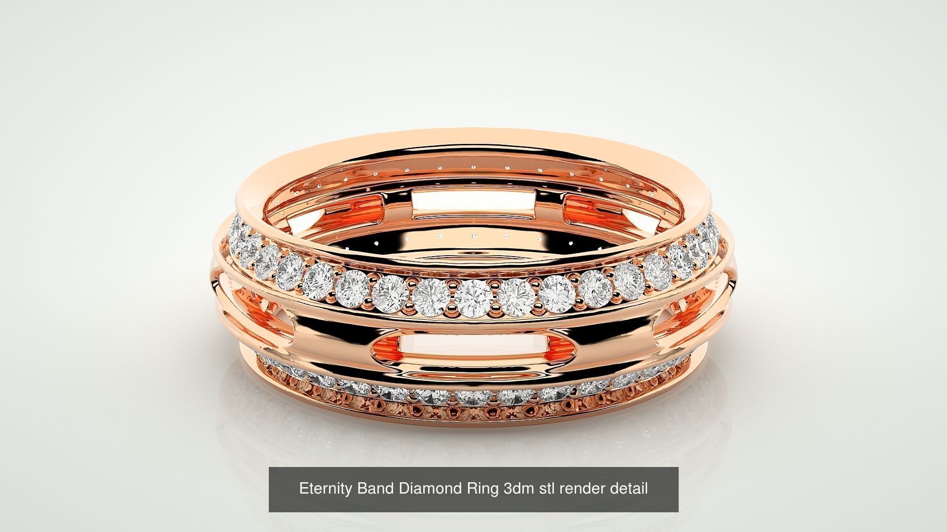 72 Full Eternity Band Diamond Ring 3dm stl render detail 3D Model Collection_7