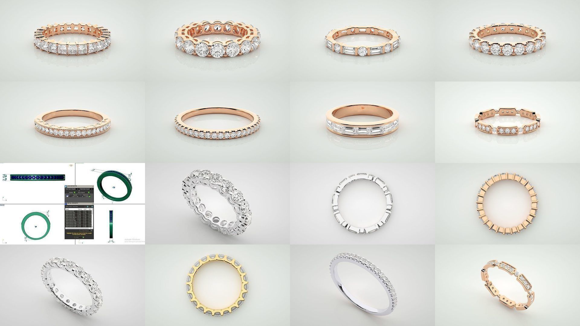 72 Full Eternity Band Diamond Ring 3dm stl render detail 3D Model Collection_4