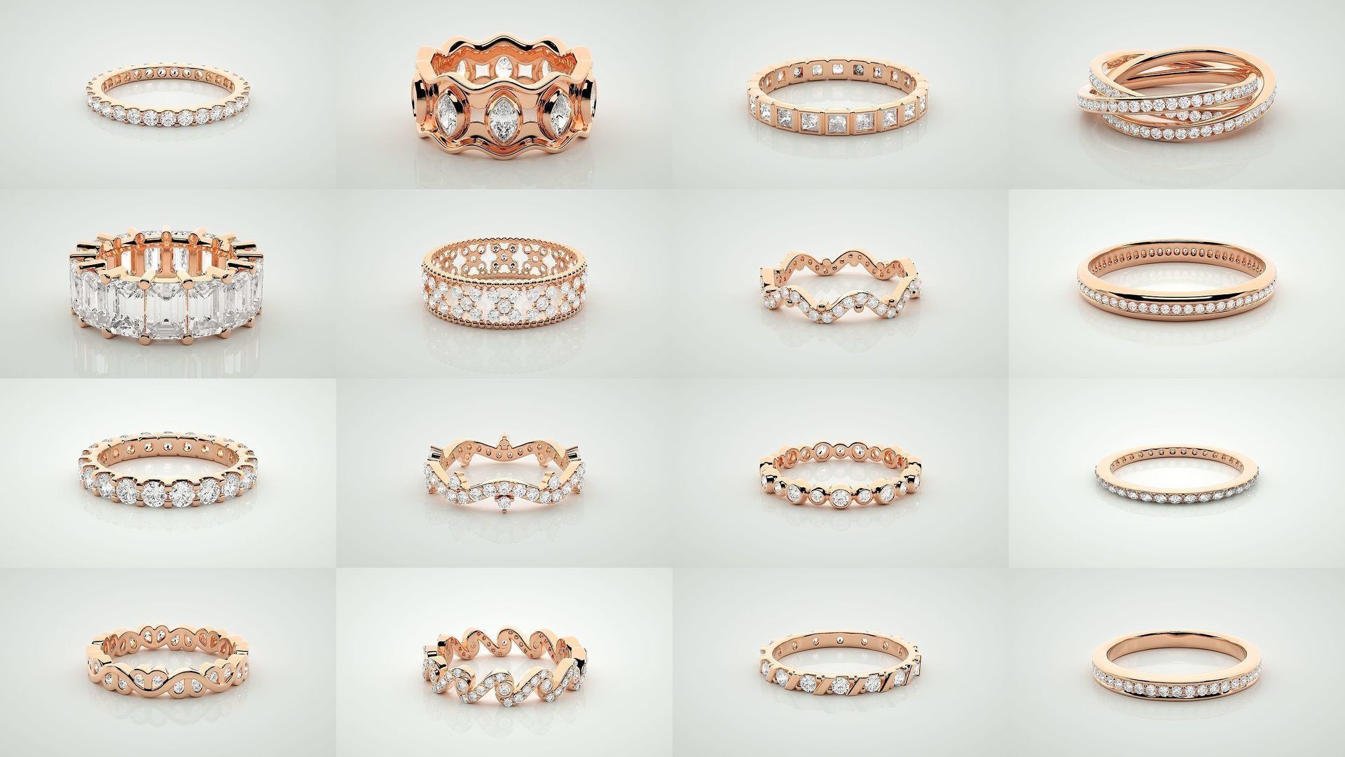 72 Full Eternity Band Diamond Ring 3dm stl render detail 3D Model Collection_2