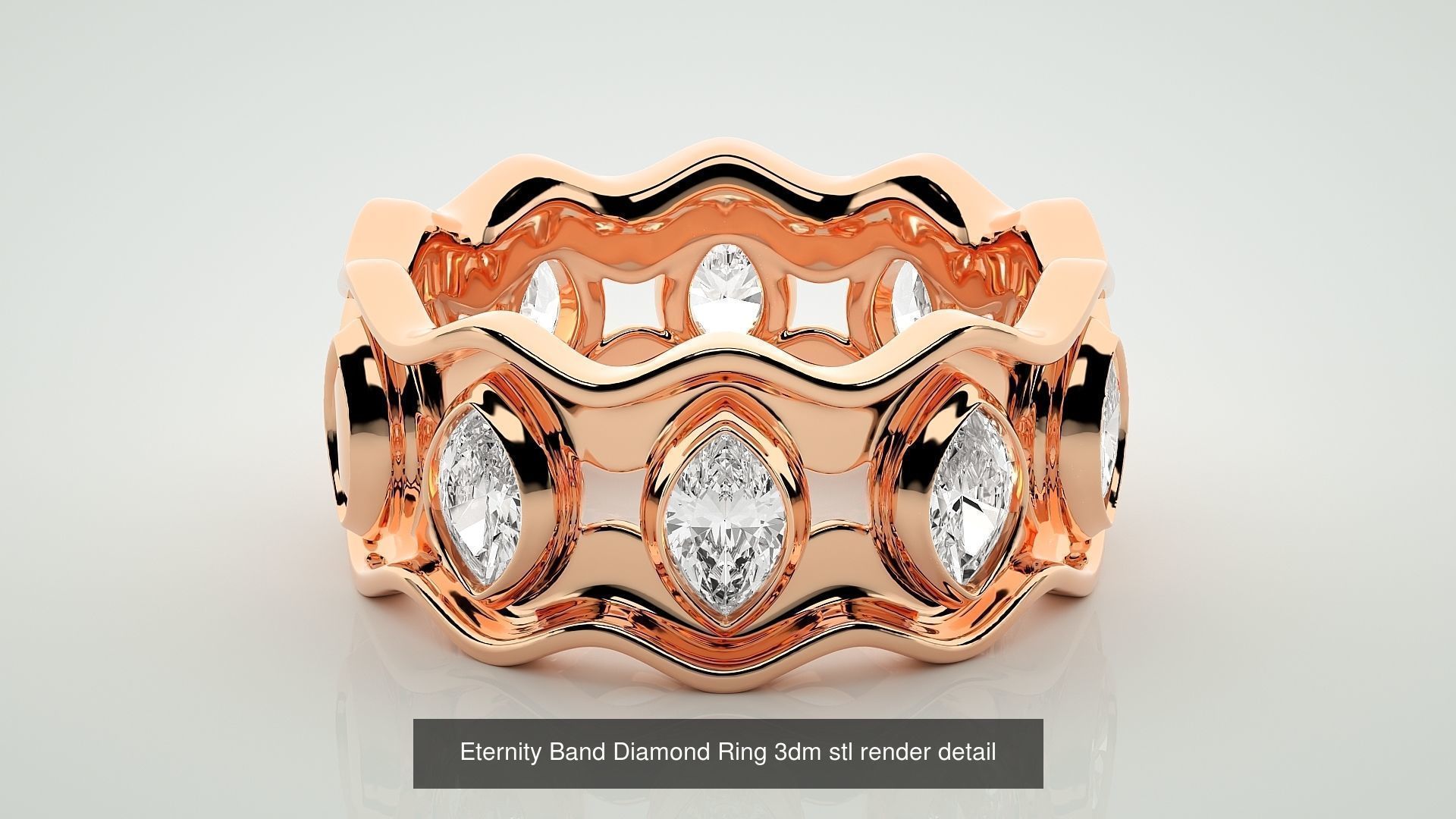 72 Full Eternity Band Diamond Ring 3dm stl render detail 3D Model Collection_14