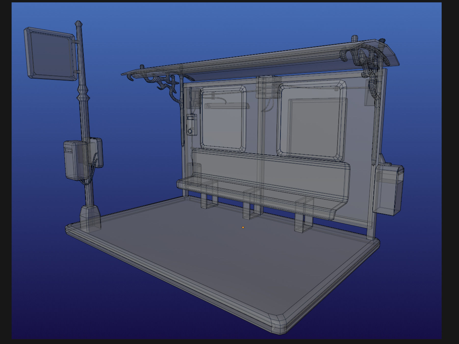 Cyber punk bus stop Low-poly 3D model_9