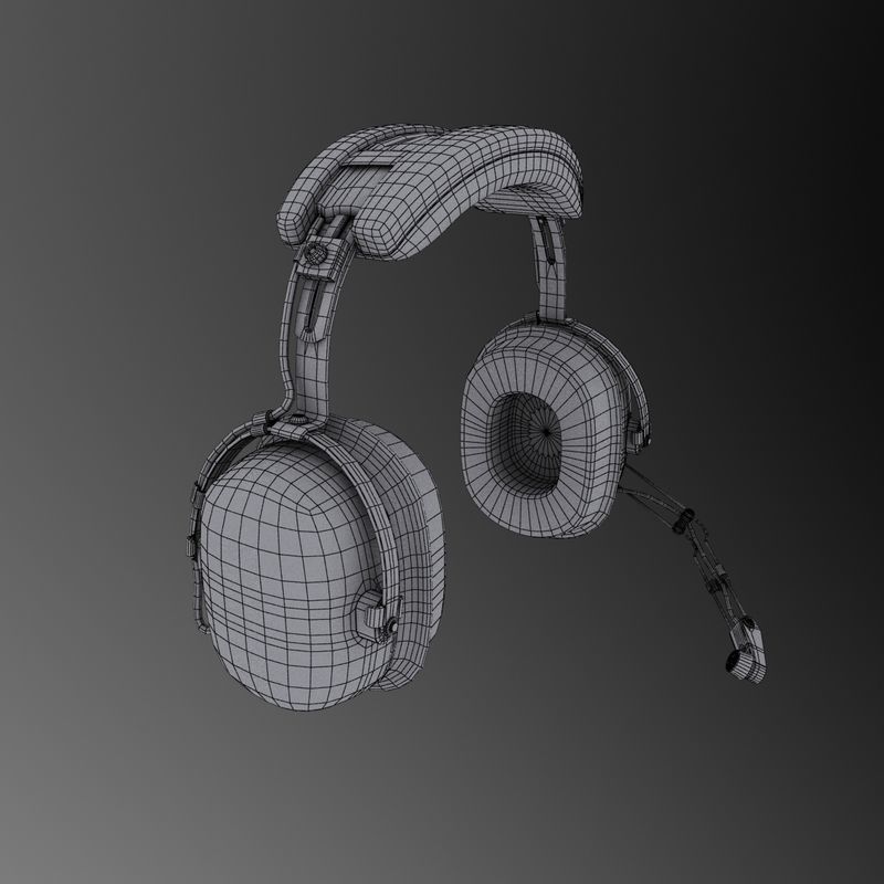David Clark H10-36 Pilots headset Low-poly 3D model_11