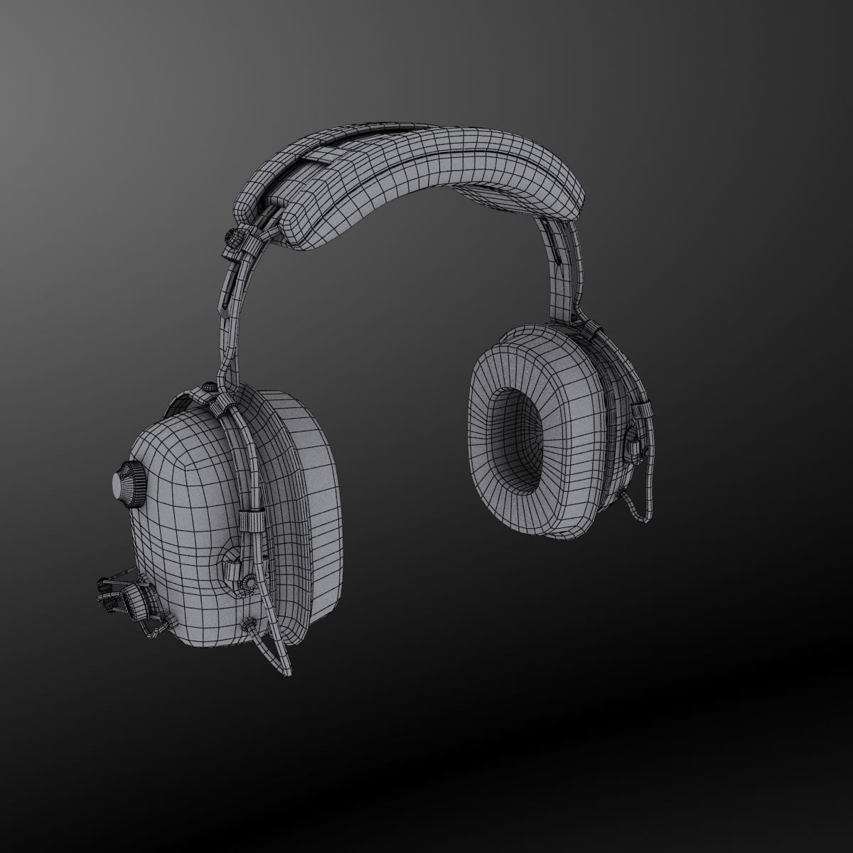 David Clark H10-36 Pilots headset Low-poly 3D model_9