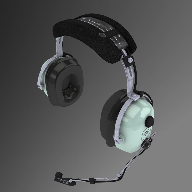 David Clark H10-36 Pilots headset Low-poly 3D model_1
