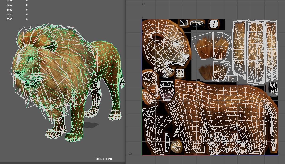 Lowpoly Male Lion Rigged and Animated for VR AR Games Low-poly 3D model_9