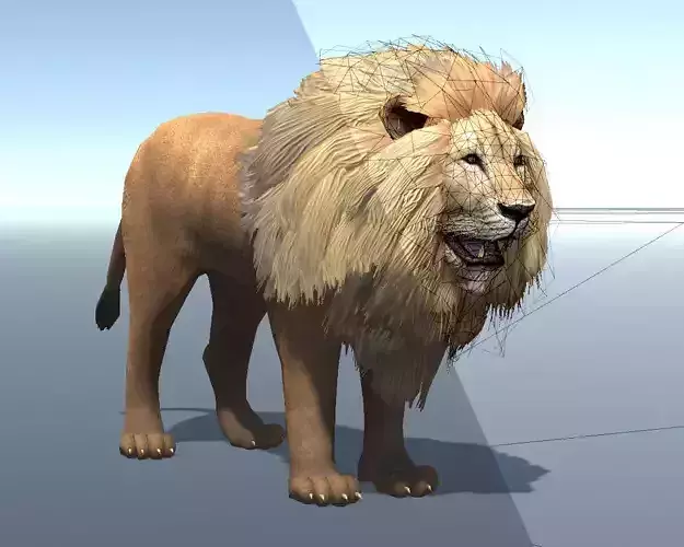 Lowpoly Male Lion Rigged and Animated for VR AR Games Low-poly 3D model