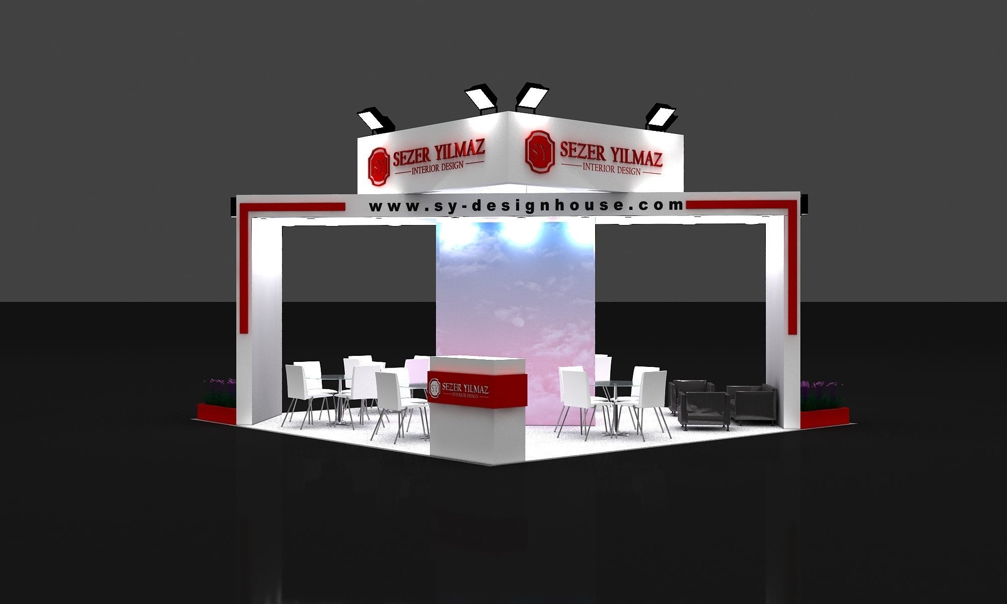 Exhibition Stall Size 6 m x 6 m  Height 450 cm 3D model_2