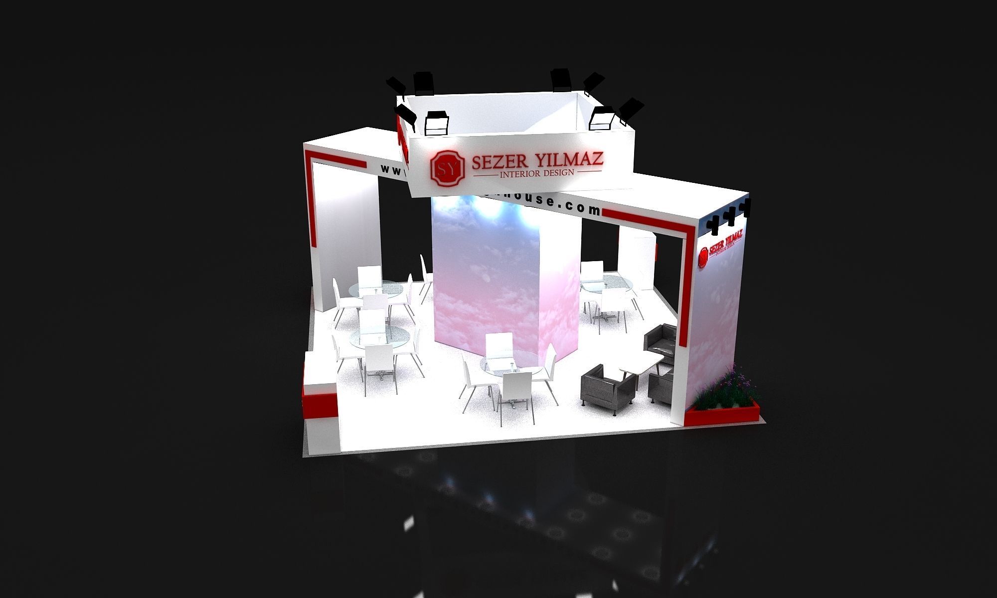 Exhibition Stall Size 6 m x 6 m  Height 450 cm 3D model_1