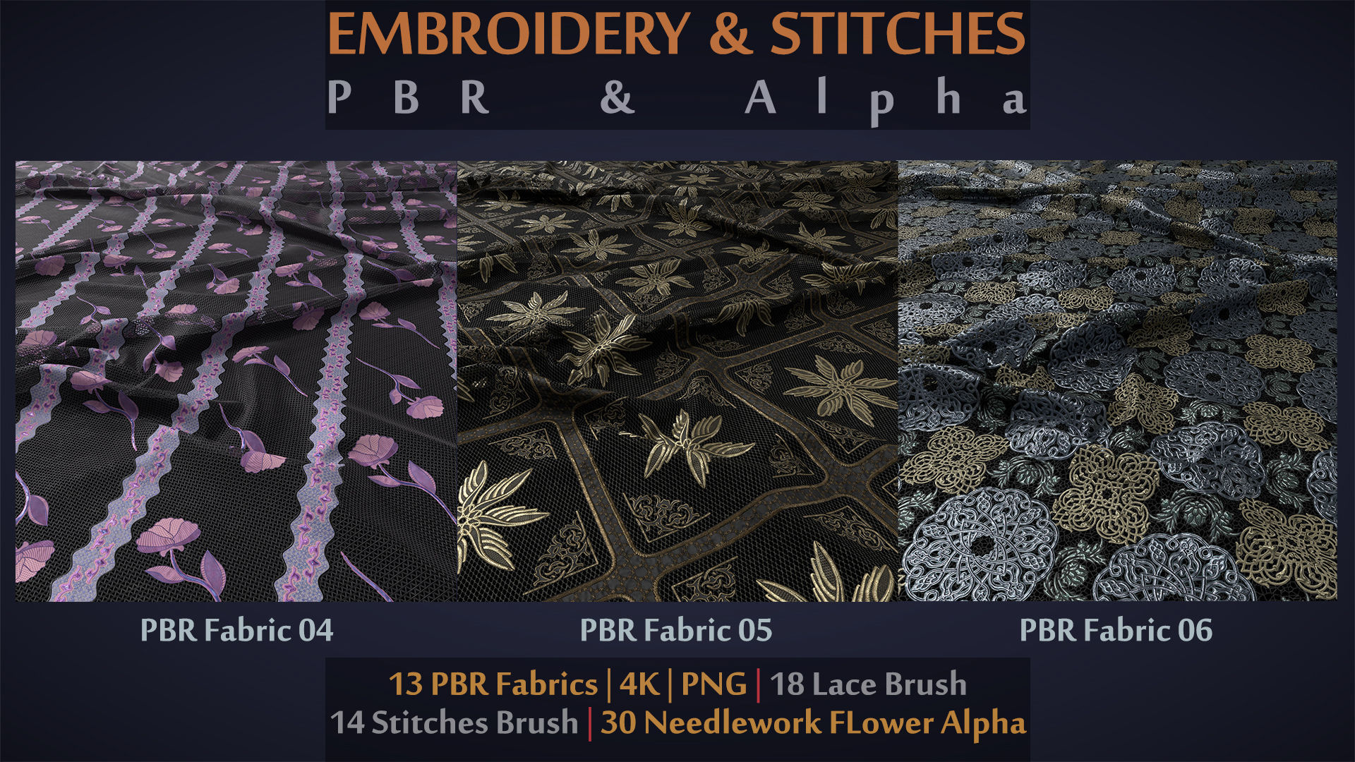 Embroidery - Stitches - NeedleWork - Alpha - Brush - PBR Mats Texture_5