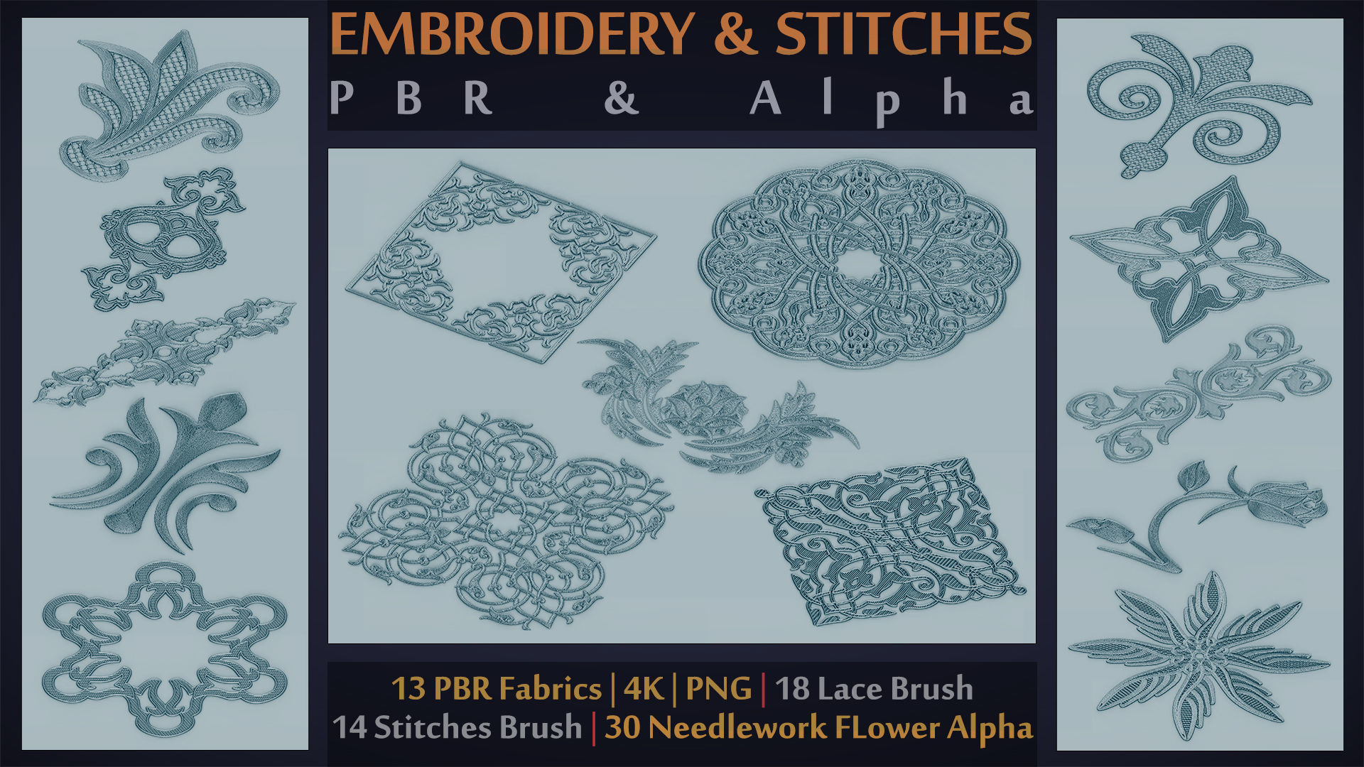 Embroidery - Stitches - NeedleWork - Alpha - Brush - PBR Mats Texture_2