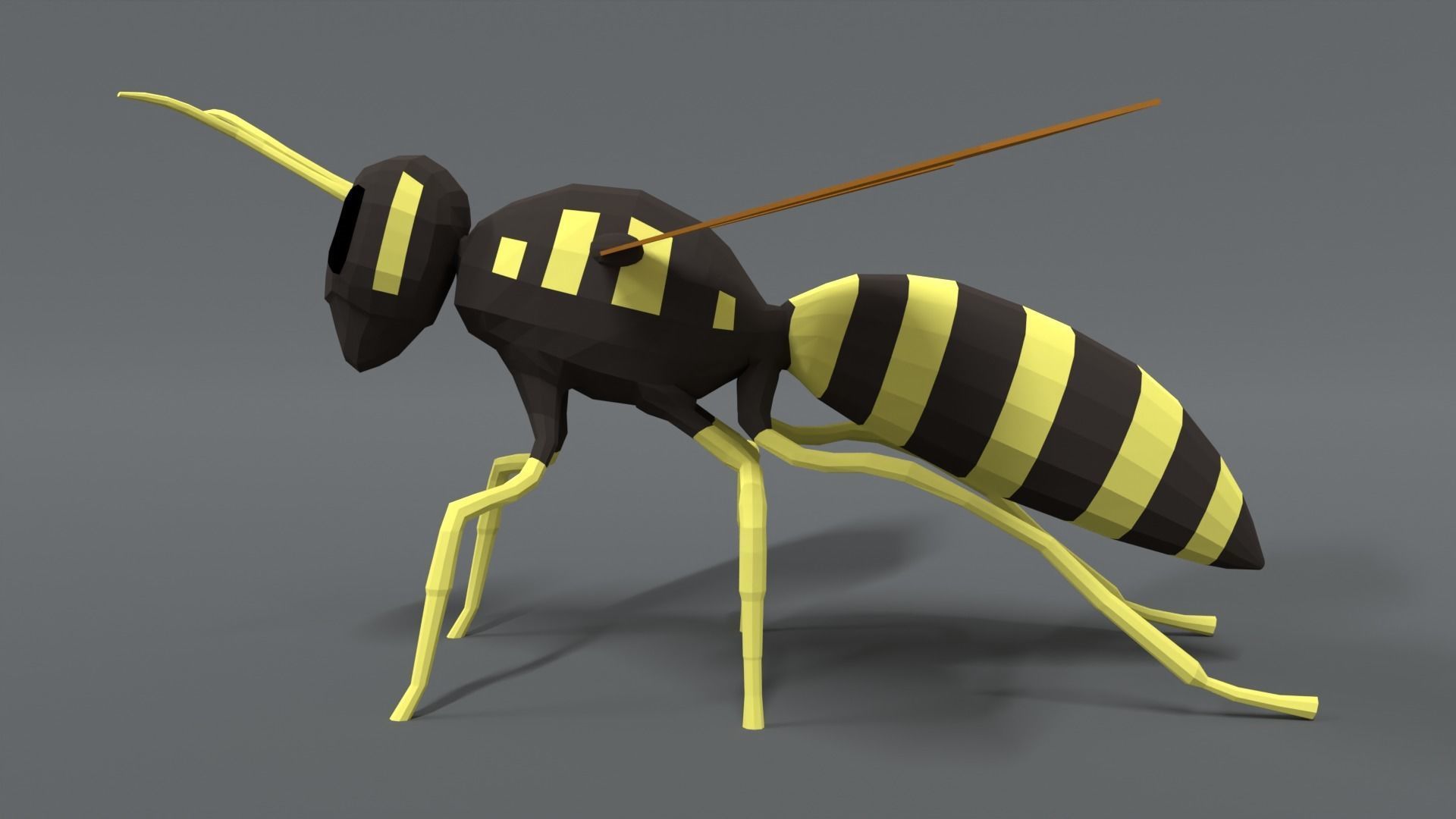 Low Poly Cartoon Hornet Low-poly 3D model_1