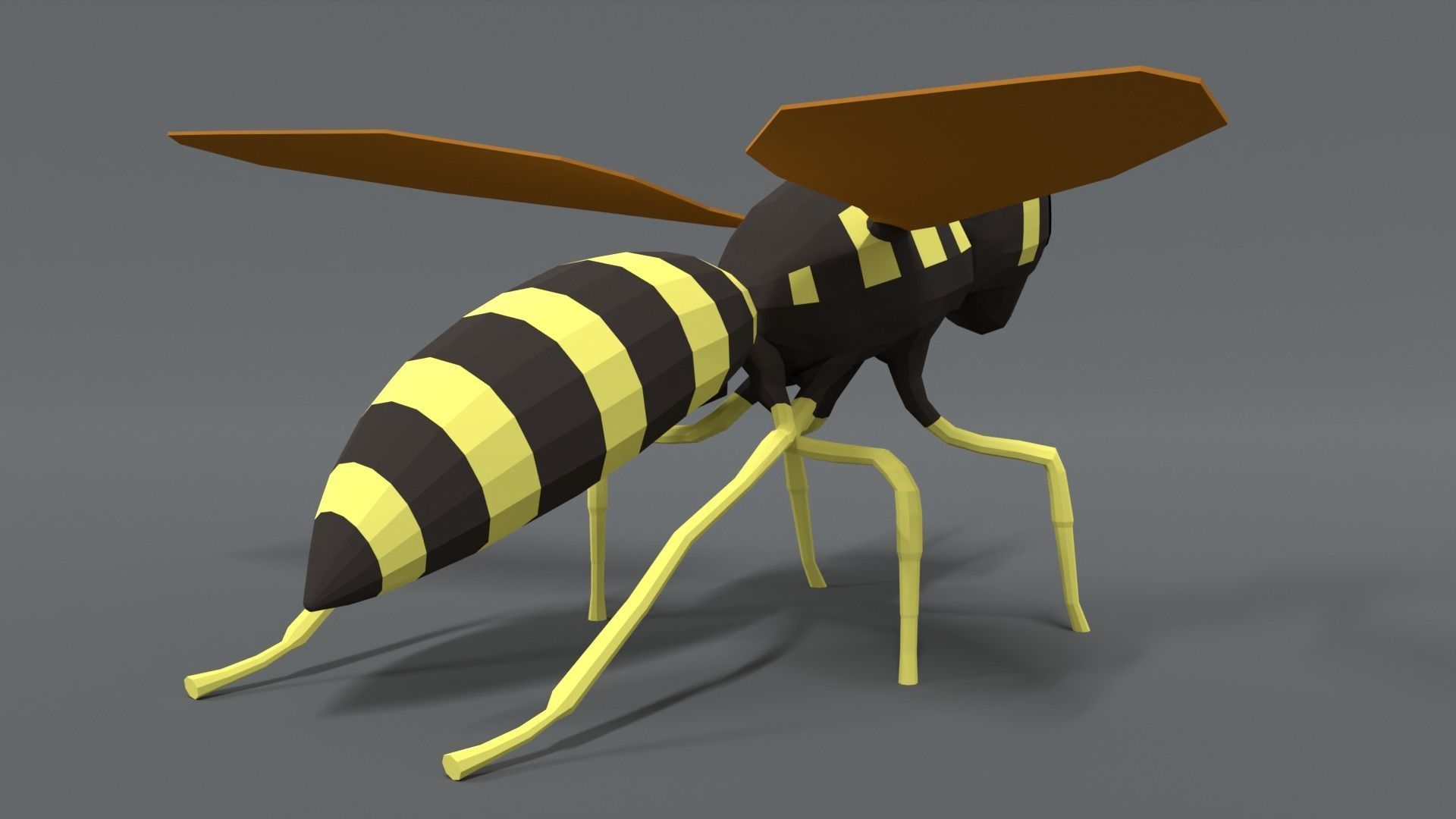 Low Poly Cartoon Hornet Low-poly 3D model_4