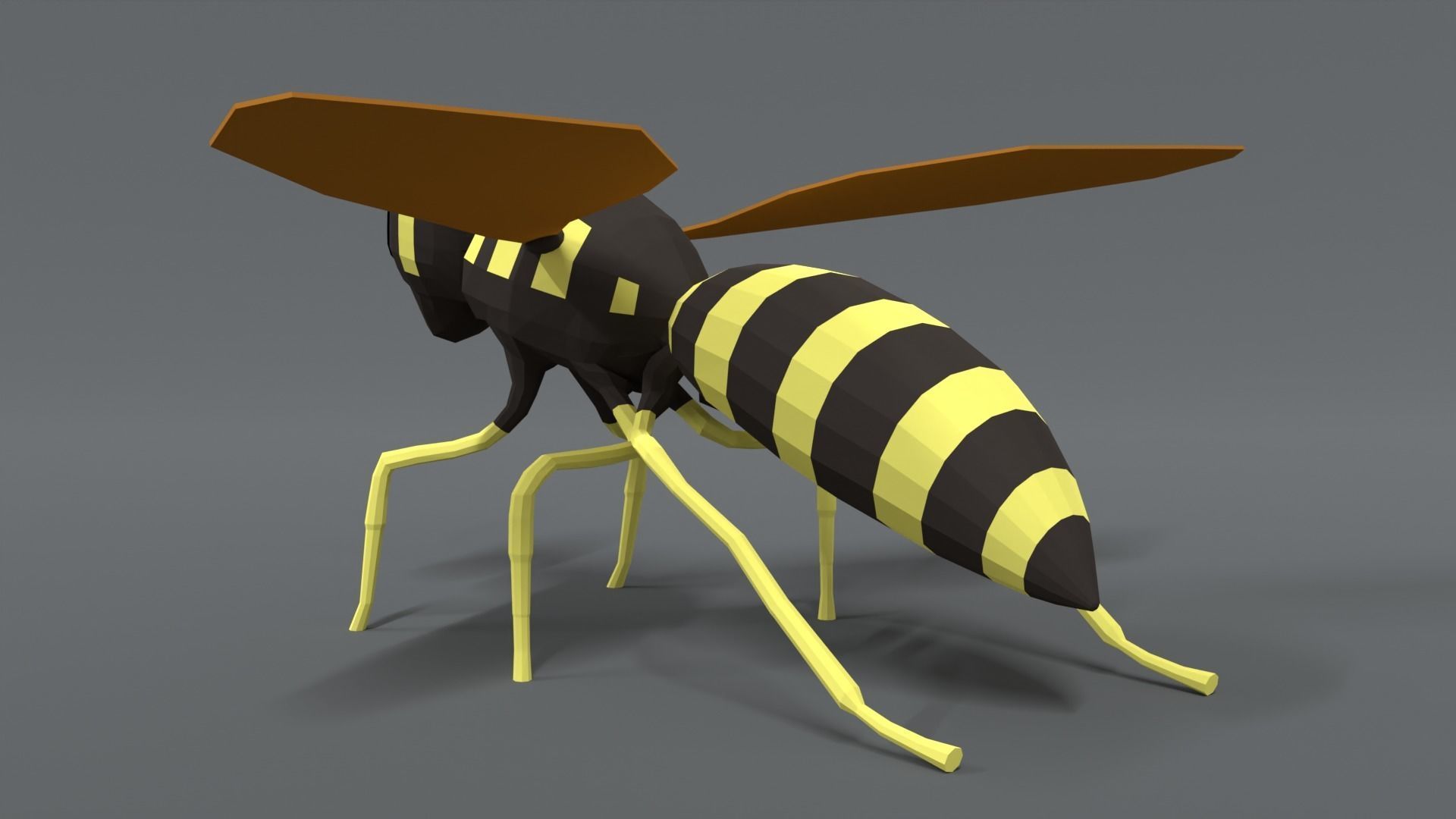 Low Poly Cartoon Hornet Low-poly 3D model_2