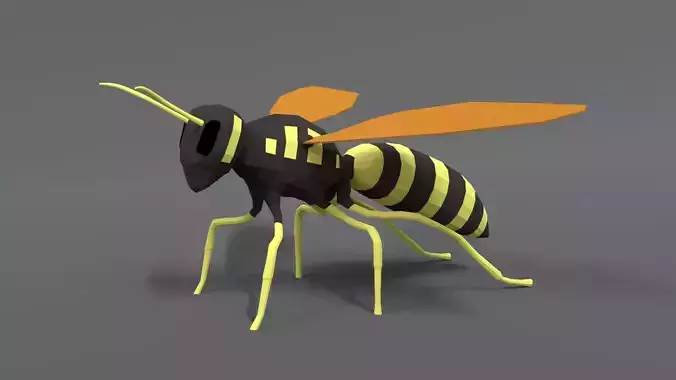 Low Poly Cartoon Hornet  Low-poly 3D model
