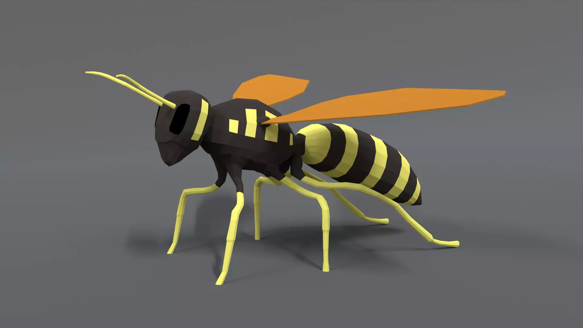 Low Poly Cartoon Hornet Low-poly 3D model_0