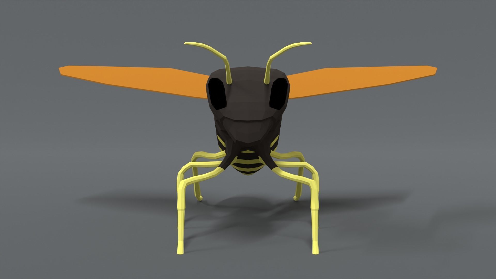 Low Poly Cartoon Hornet Low-poly 3D model_7