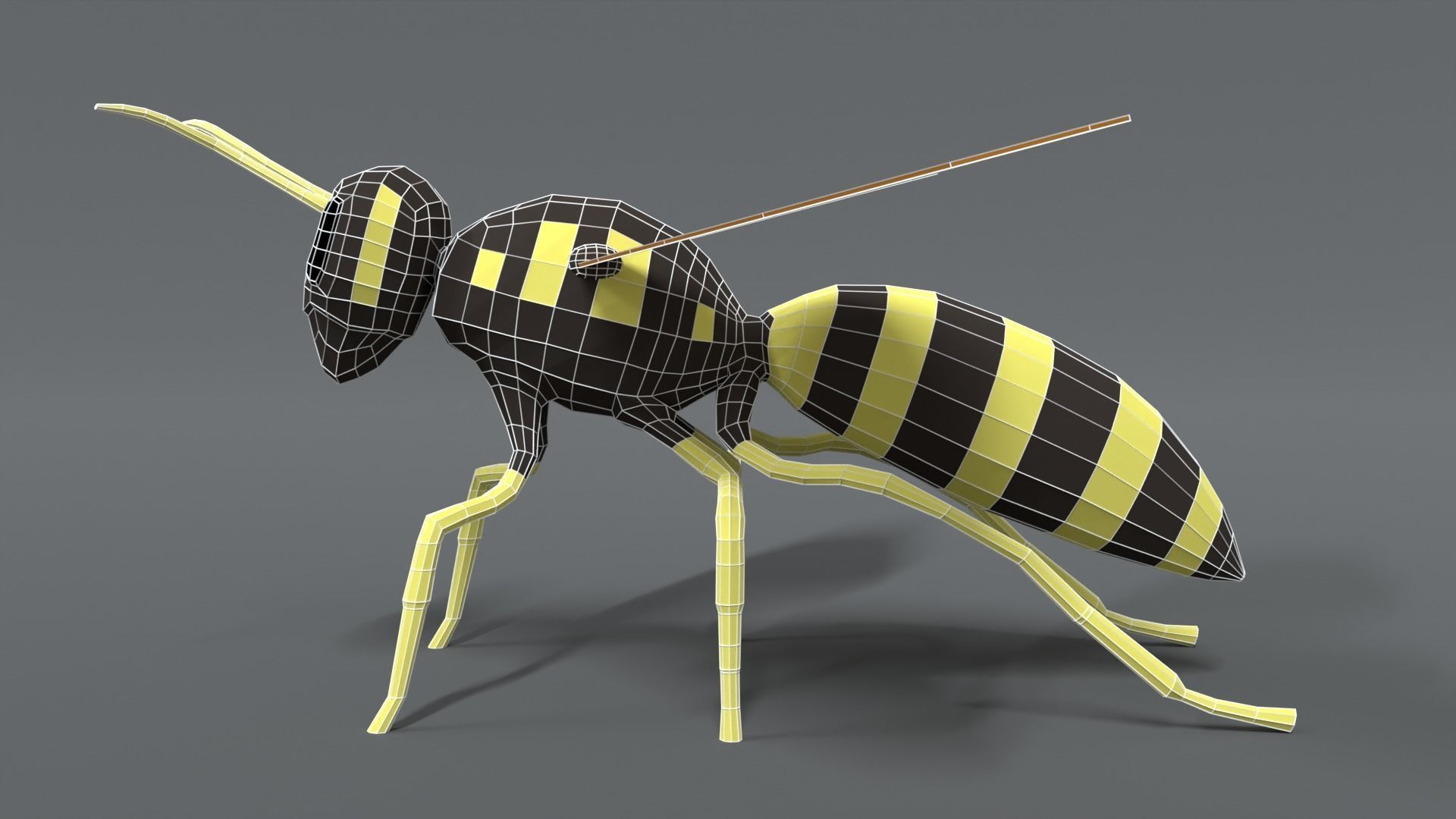 Low Poly Cartoon Hornet Low-poly 3D model_10